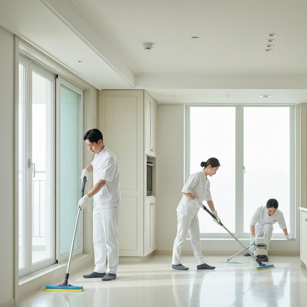 대우홈 청소 전문팀이 아파트를 청소하는 모습